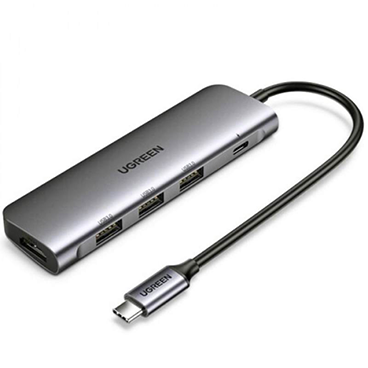 هاب USB-C یوگرین 5 پورت مدل CM136-نقره‌ای