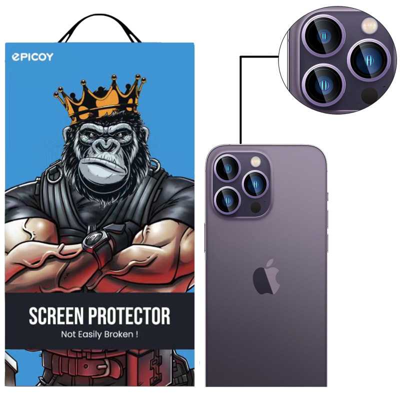 محافظ لنز دوربین گوشی اپل iPhone 14 Pro Max / 14 Pro اپیکوی مدل HD-ColorLenz -نقره‌ای