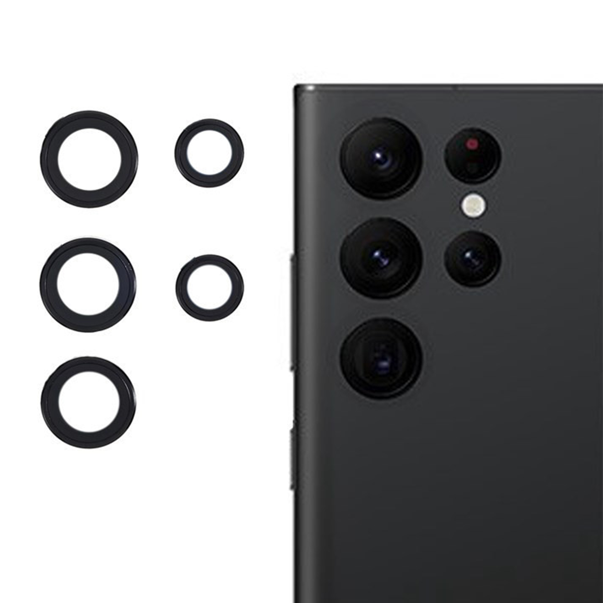 محافظ لنز دوربین گوشی سامسونگ Galaxy S23 Ultra بوف HD-ColorLenz-نقره‌ای