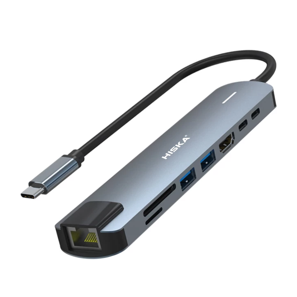 هاب USB-C هیسکا 8 پورت مدل HR-51-خاکستری