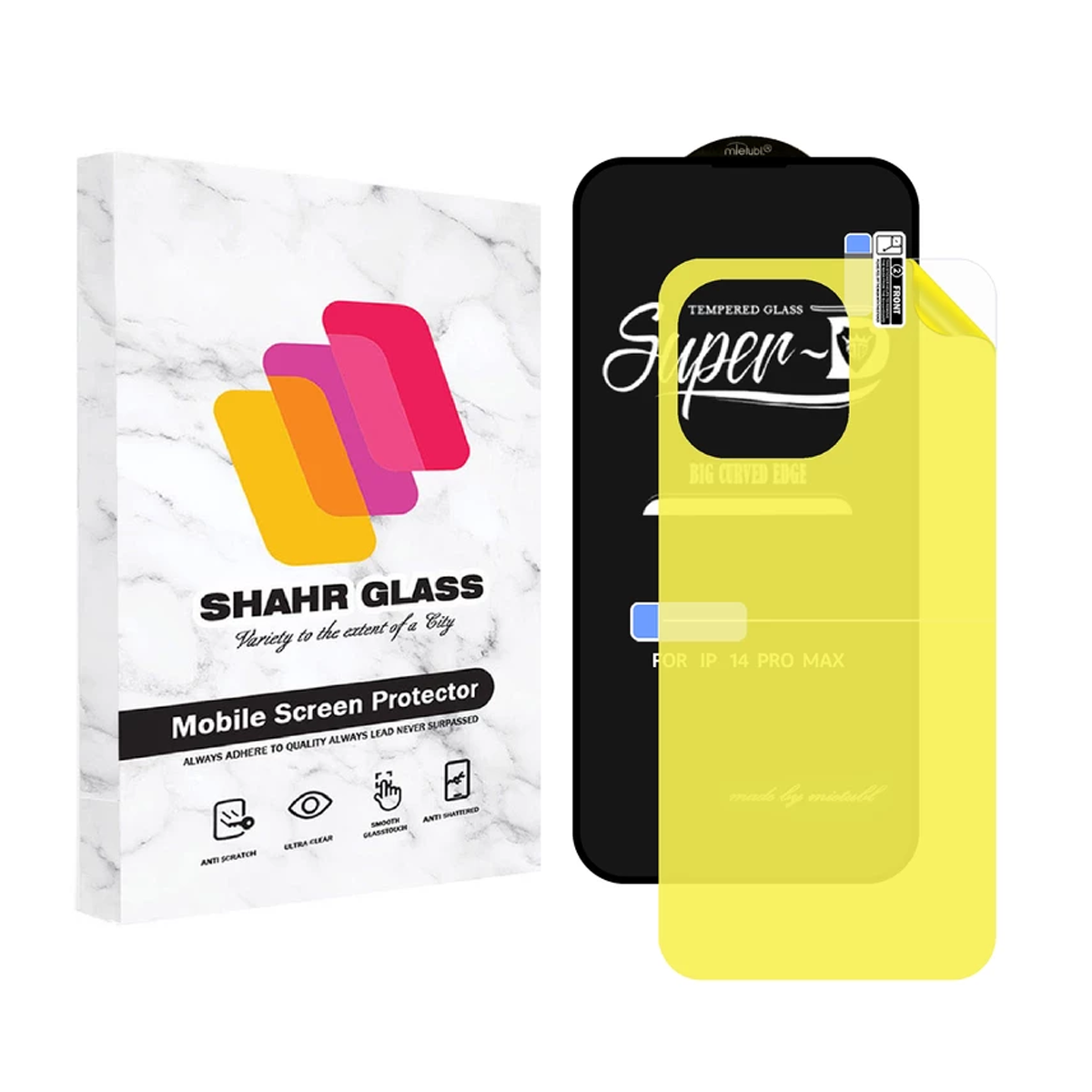 گلس گوشی اپل iPhone 14 Pro Max شهر گلس مدل 2SN-Glass به همراه محافظ پشت گوشی-مشکی