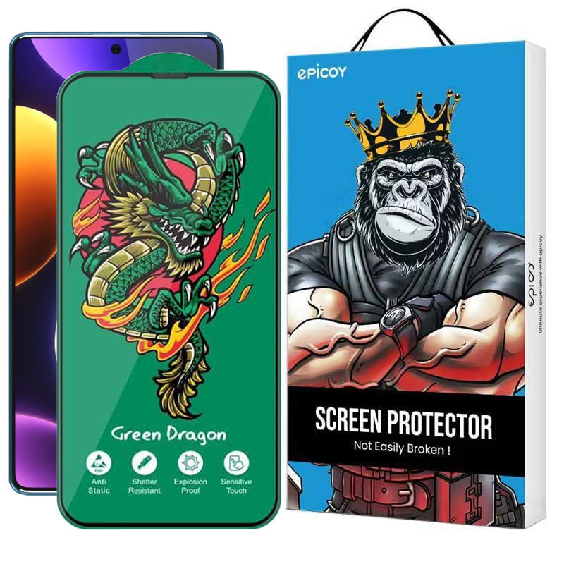 محافظ صفحه نمایش اپیکوی مدل Green Dragon ExplosionProof مناسب برای گوشی موبایل شیائومی Redmi Note 12 Turbo/ Note 12 Pro 5G/ Note 12 Explorer/ Note 12 Discovery/ Note 12 Pro Speed