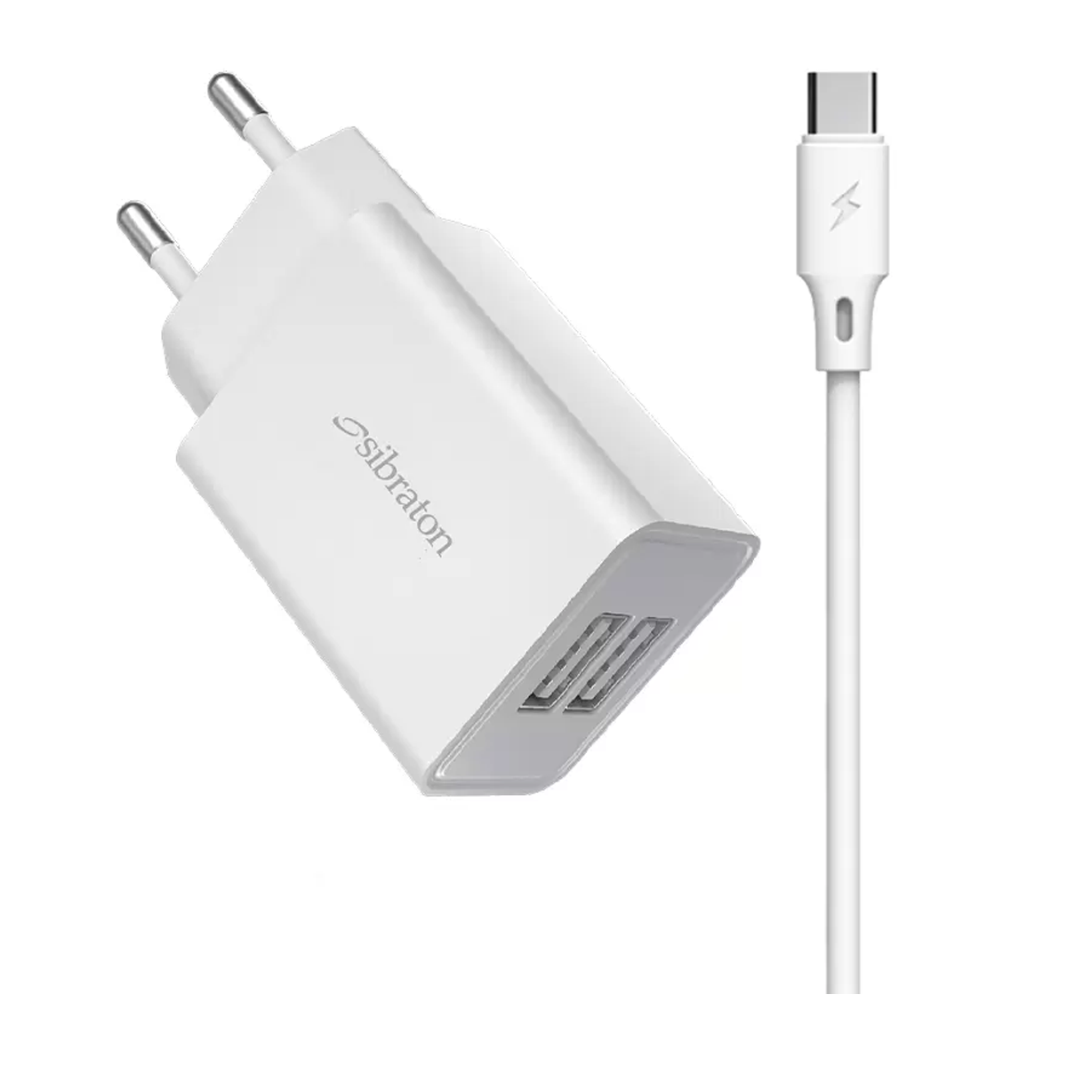 شارژر دیواری سیبراتون مدل S-W1245C توان 10 وات به همراه کابل USB-C-سفید