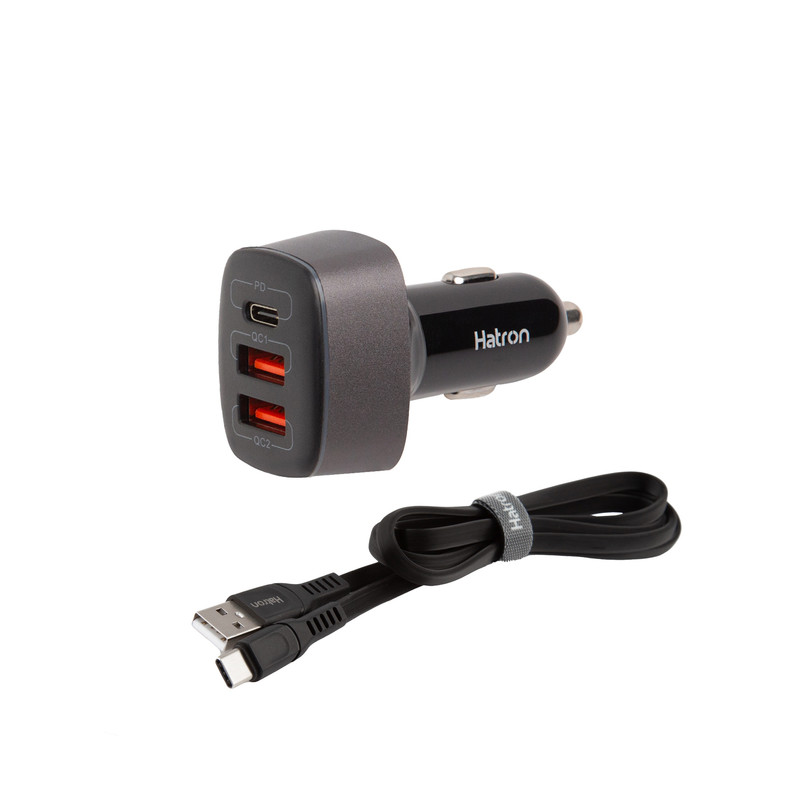 شارژر فندکی 56 وات هترون مدل HCC3210PQ به همراه کابل USB-C