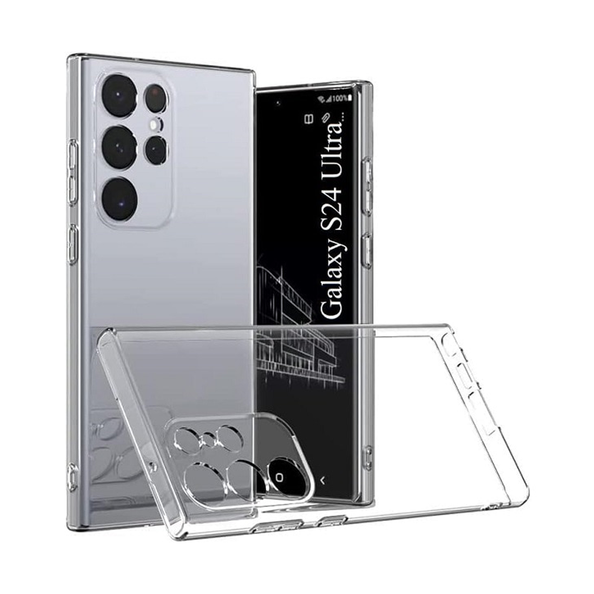 قاب گوشی سامسونگ Galaxy S24 Ultra مدل ژله ای ایربگ دار-بی رنگ شفاف