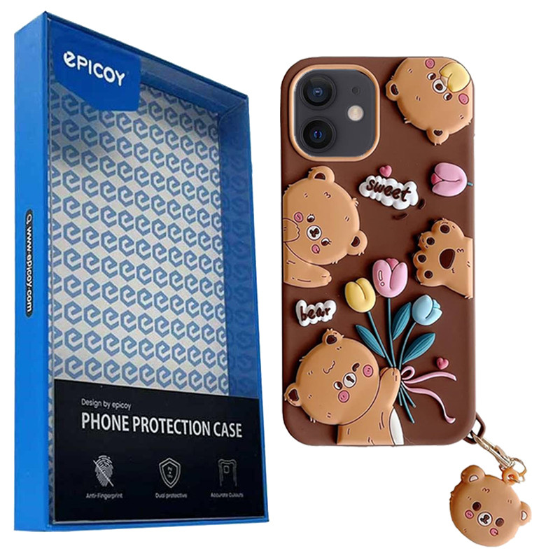 کاور گوشی اپل iPhone 12 - 12 Pro اپیکوی مدل Chubby Bear به همراه آویز-چند رنگ 