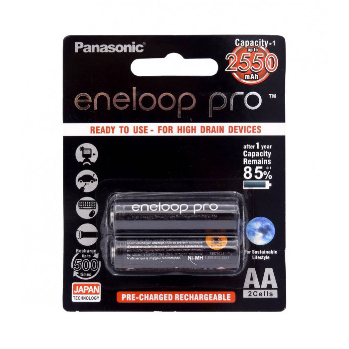 باتری قلمی قابل شارژ پاناسونیک مدل Eneloop Pro 2550MA بسته 2 عددی