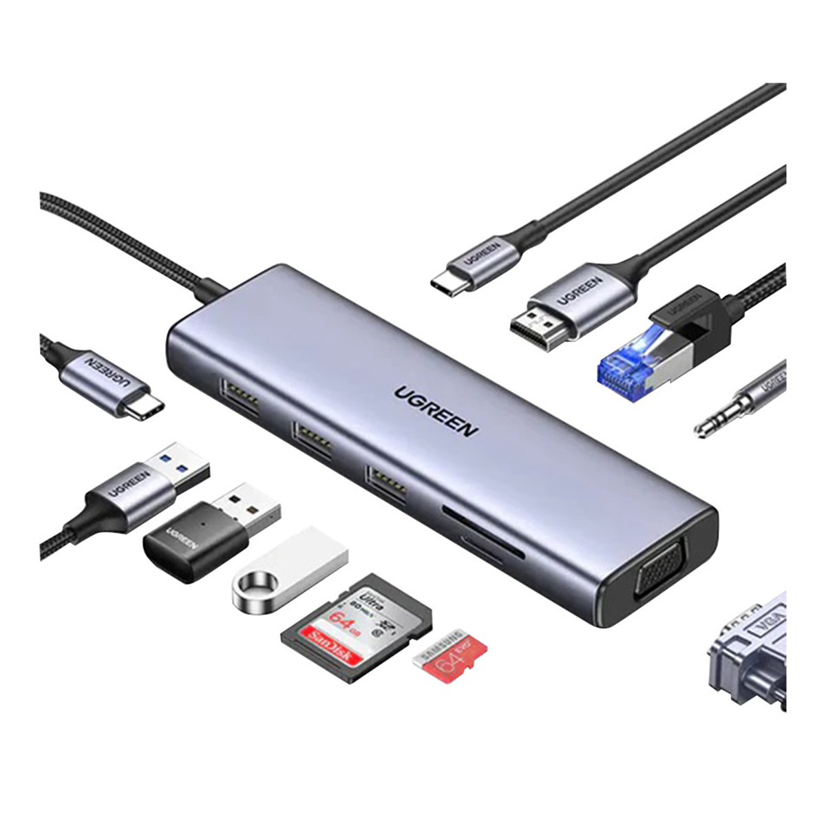 هاب USB-C یوگرین 10 پورت CM498 مدل 15601