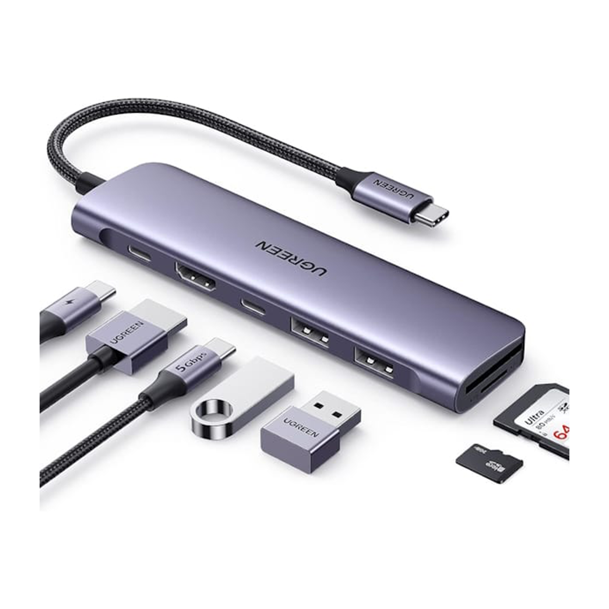 هاب USB-C یوگرین 7 پورت CM195 مدل 15214