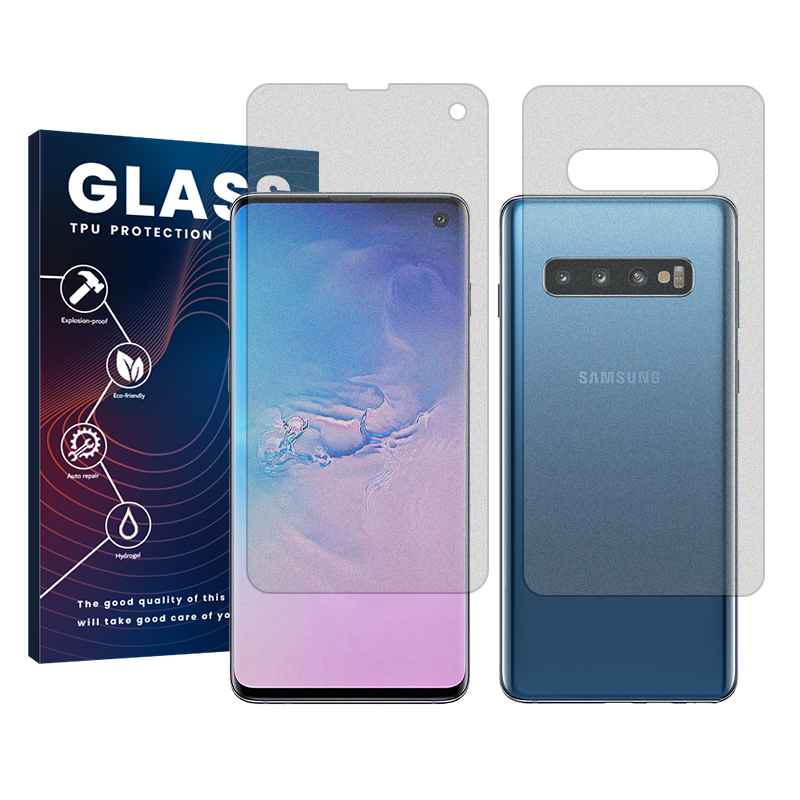 محافظ صفحه نمایش مات گلس مدل Resistant مناسب برای گوشی موبایل سامسونگ Galaxy S10 به همراه محافظ پشت گوشی