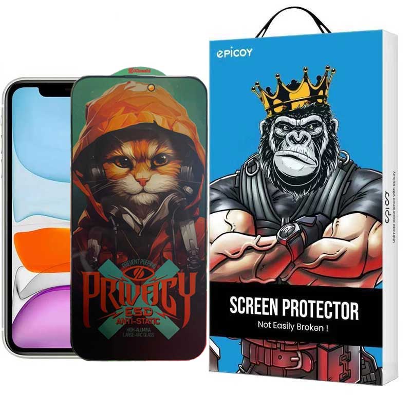 محافظ صفحه نمایش حریم شخصی اپیکوی مدل Hoodie Cat مناسب برای گوشی موبایل اپل iPhone 11/ Xr