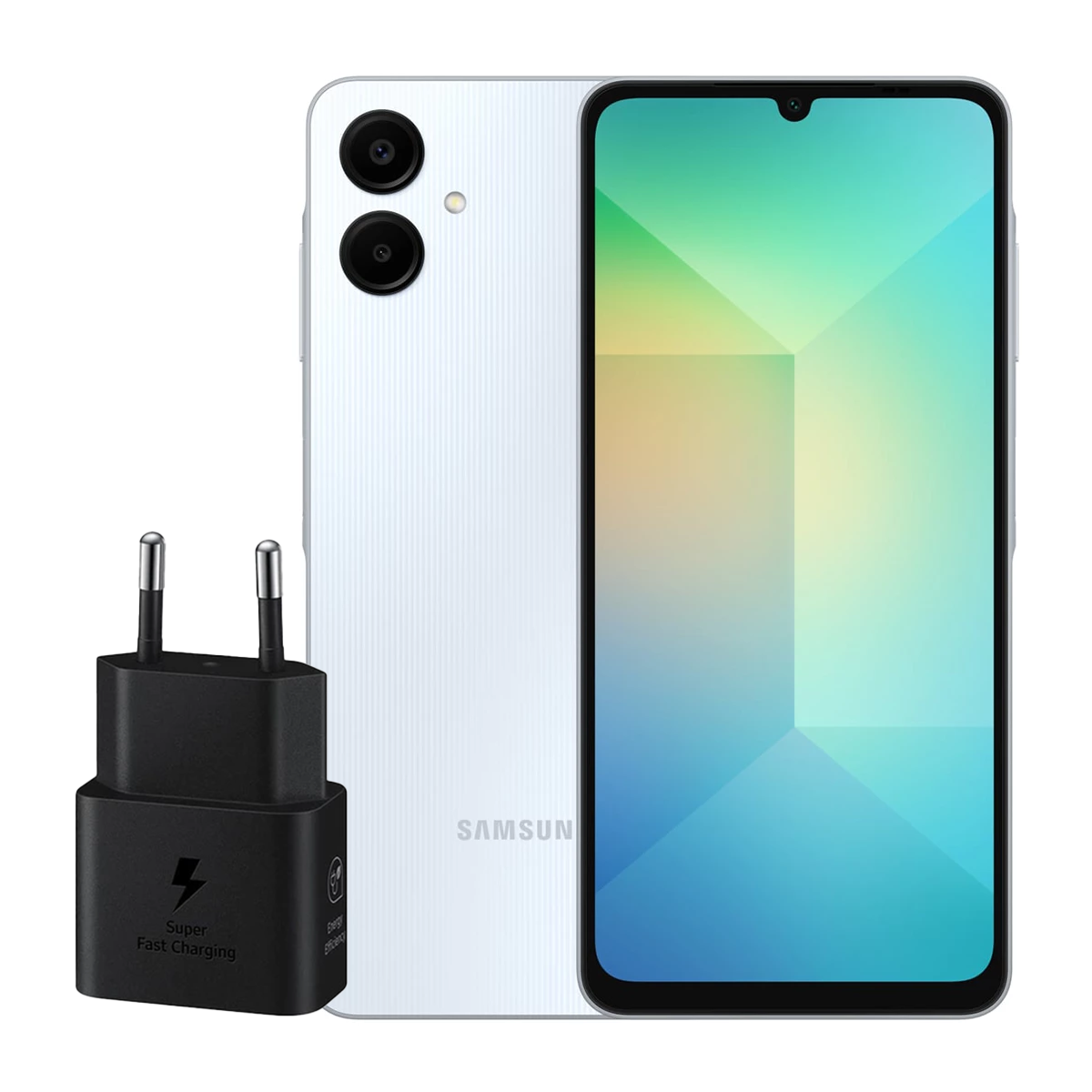 گوشی موبايل سامسونگ مدل Galaxy A06 4G ظرفیت 128 گیگابایت رم 6 گیگابایت به همراه شارژر 25 وات سامسونگ