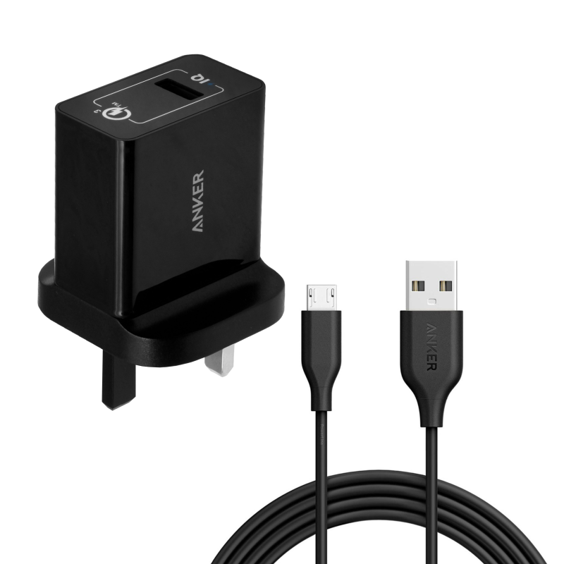 شارژر دیواری انکر مدل A2013-UK به همراه کابل تبدیل microUSB