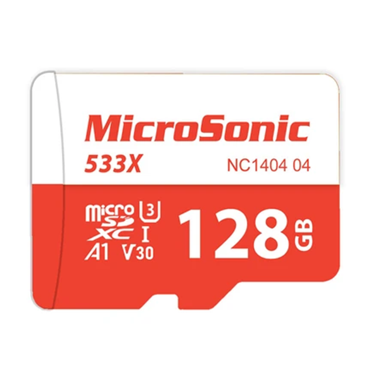 کارت حافظه‌ microSDXC میکروسونیک کلاس 10 استاندارد U3 مدل 533X-A1-V30 سرعت 80MBps ظرفیت 128 گیگابایت-قرمز