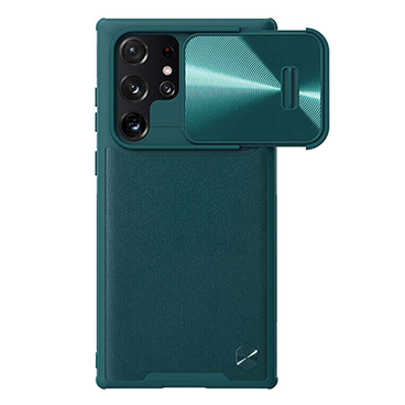  قاب گوشی Galaxy S22 Ultra نیلکین مدل CamShield Leather S-سرمه‌ای