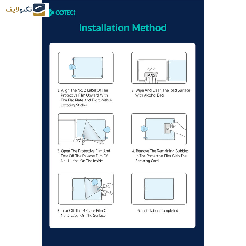 محافظ صفحه نمایش کوتتسی مدل 65014 مناسب برای تبلت اپل 9.7 اینچ iPad Air (2013)/iPad Air(2014)/iPad Pro (2016/2017/2018)