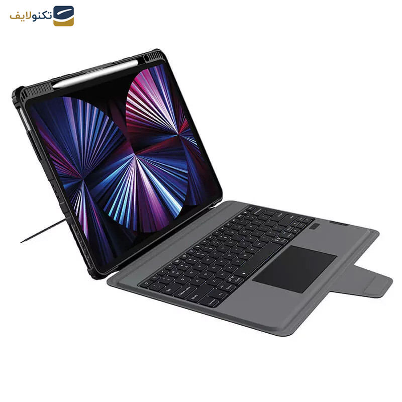 کیف کلاسوری کیبورد دار نیلکین مدل Bumper Combo Backlit Keyboard مناسب برای تبلت اپل iPad Air 13 2024 / iPad Pro 12.9 2022 / 2021 / 2020