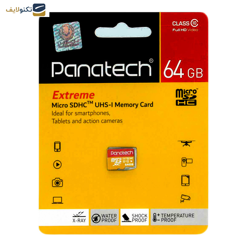 کارت حافظه‌ microSDXC پاناتک مدل Extreme کلاس 10 استاندارد UHS-I U1 سرعت 30MBps ظرفیت 64 گیگابایت