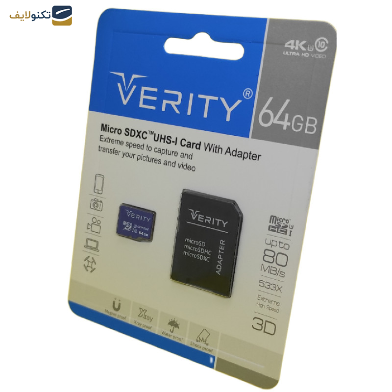 کارت حافظه microSDHC وریتی مدل Final 600X کلاس 10 استاندارد UHS-I U3 سرعت 80MBps ظرفیت 64 گیگابایت به همراه آداپتور SD