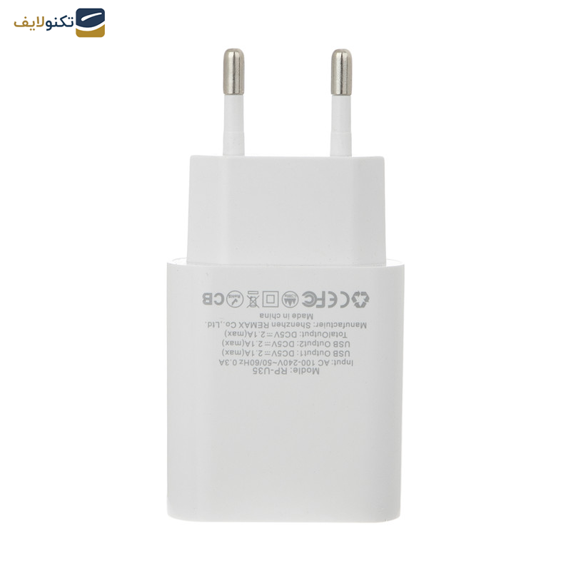 شارژر دیواری ریمکس مدل rp-u35 به همراه کابل تبدیل microUSB