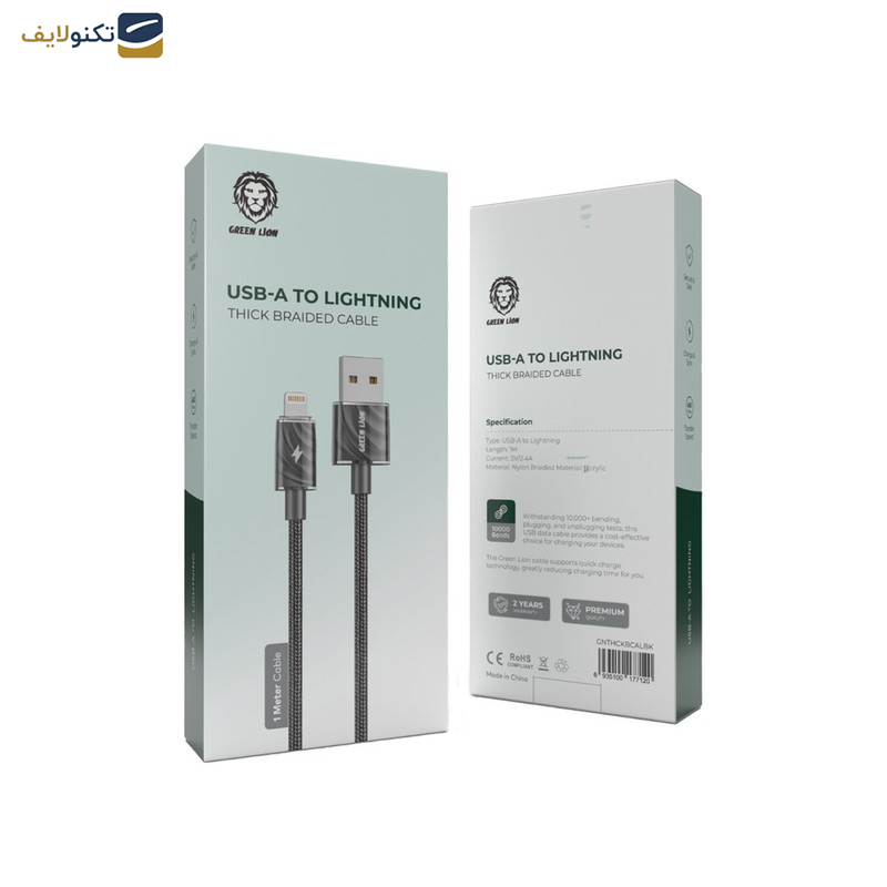 کابل تبدیل USB به لایتنینگ گرین لاین مدل Thick Braided طول 1 متر