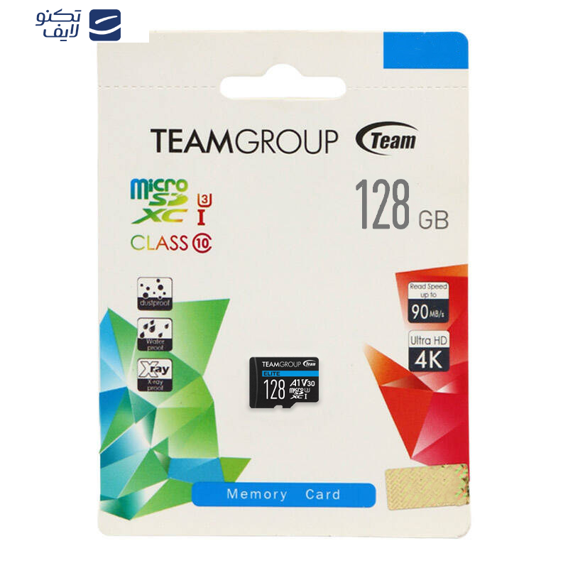 کارت حافظه microSDXC تیم گروپ مدل ELITE کلاس 10 استاندارد UHS-I U3 سرعت 90MBps ظرفیت 128 گیگابایت