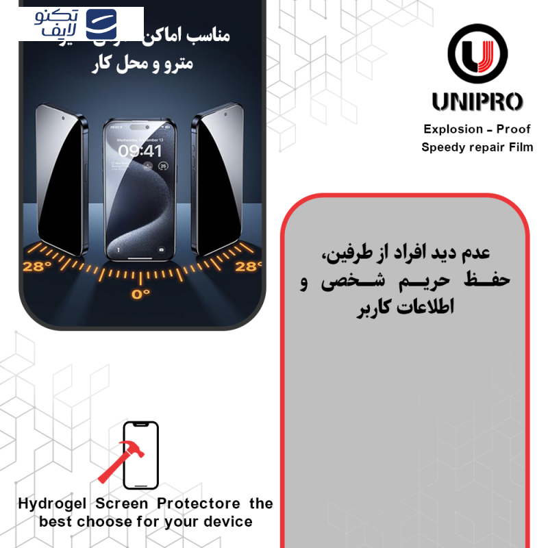 محافظ صفحه نمایش حریم شخصی یونی پرو مدل Explosion Proof مناسب برای گوشی موبایل گوگل Pixel 6 Pro