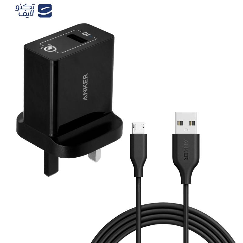 شارژر دیواری انکر مدل A2013-UK به همراه کابل تبدیل microUSB