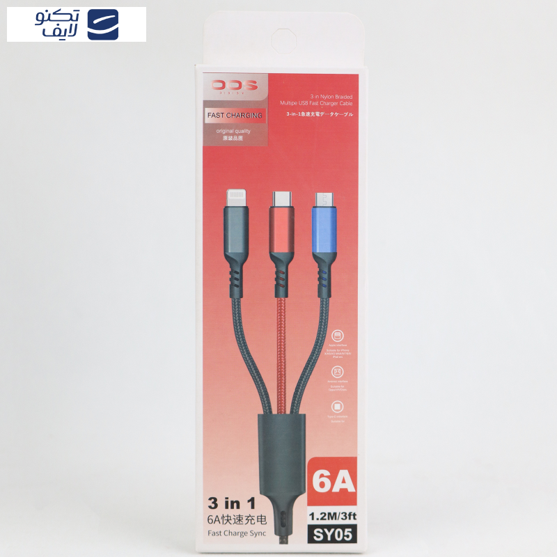 کابل تبدیل USB به لایتنینگ/USB-C/microUSB اووس مدل SY05