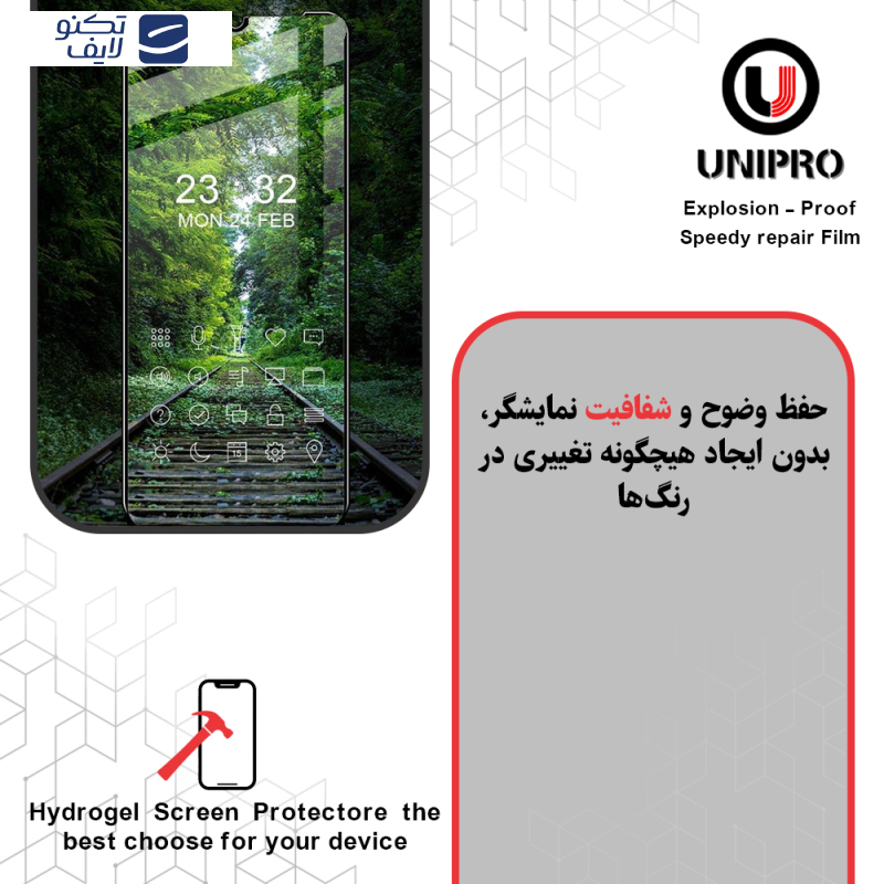 محافظ صفحه نمایش شفاف یونی پرو مدل Explosion Proof مناسب برای گوشی موبایل سامسونگ Galaxy S24 Plus به همراه محافظ پشت گوشی