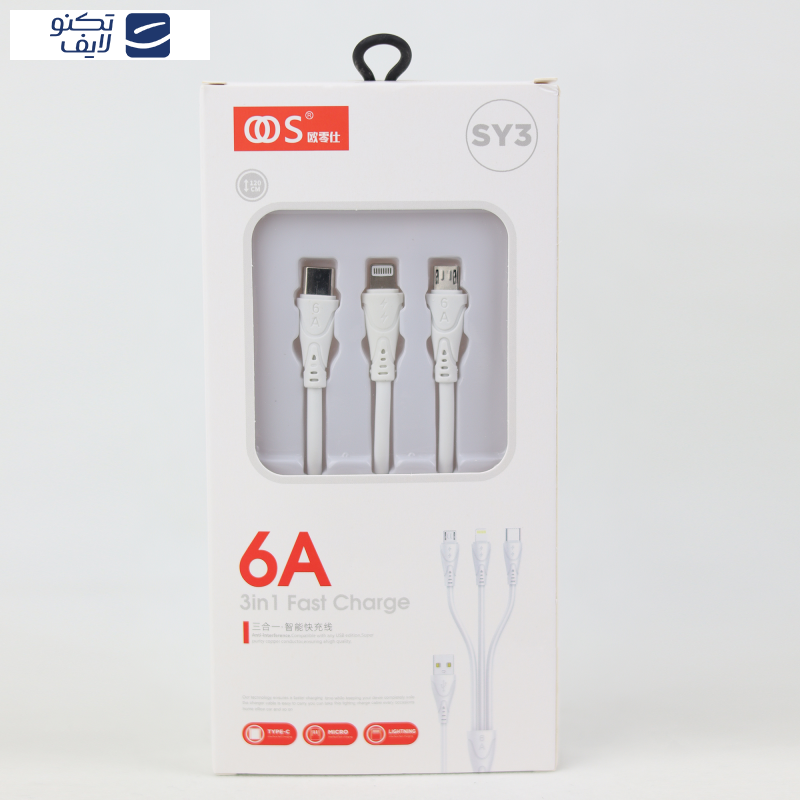 کابل تبدیل USB به لایتنینگ/USB-C/microUSB اووس مدل SY3 طول 1.18 متر