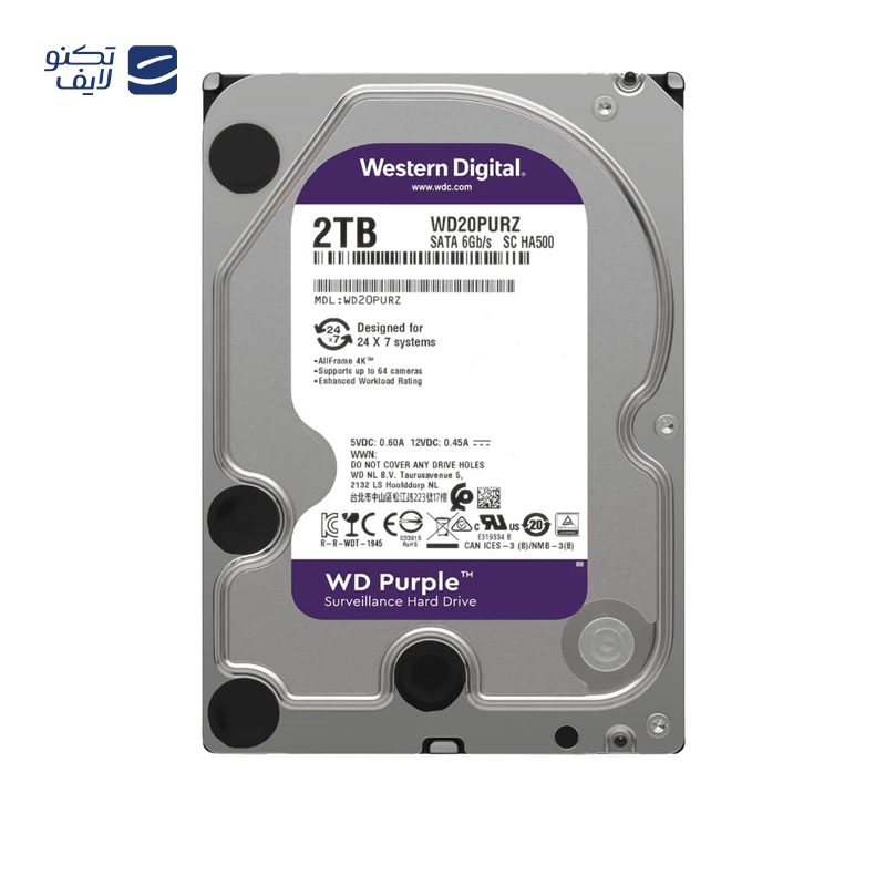 هارددیسک اینترنال وسترن دیجیتال مدل Purple WD20PURZ ظرفیت 2 ترابایت