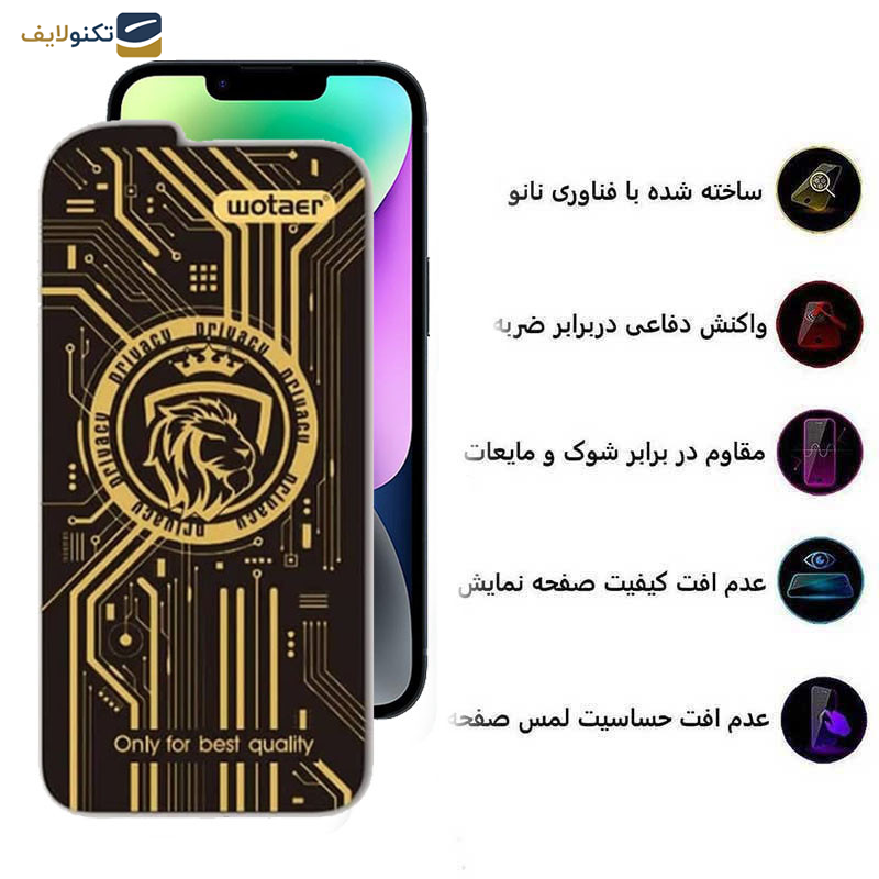 محافظ صفحه نمایش حریم شخصی اپیکوی مدل Wotaer Privacy مناسب برای گوشی موبایل اپل  iPhone 13/13 Pro/14