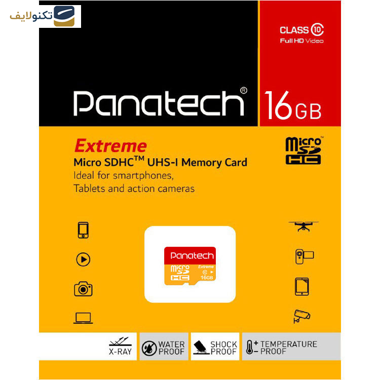 کارت حافظه‌ microSDHC پاناتک مدل Extreme کلاس 10 استاندارد UHS-I U1 سرعت 30MBps ظرفیت 16 گیگابایت