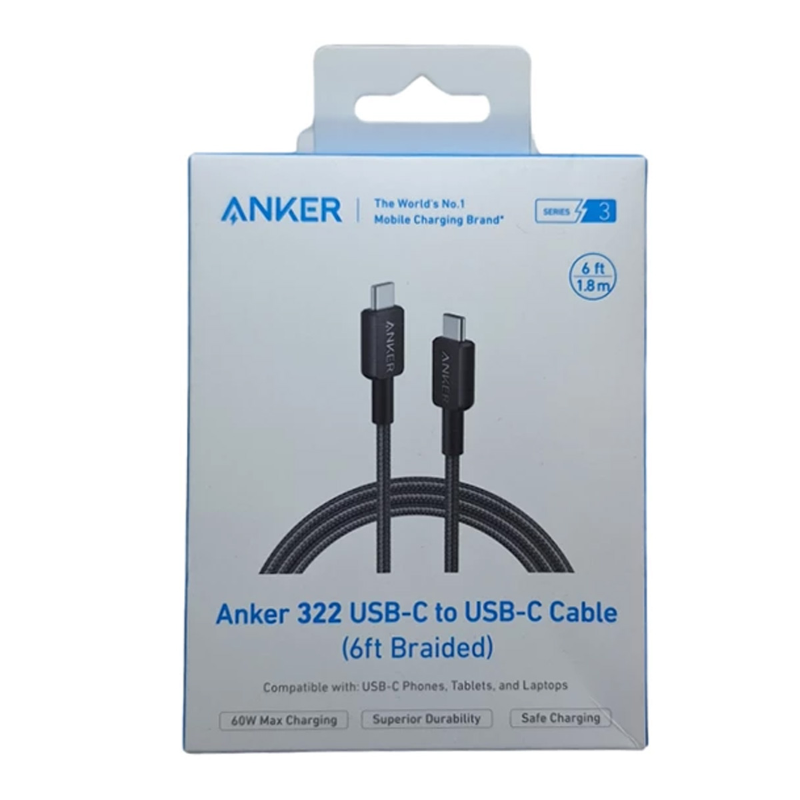 کابل تبدیل USB-C به USB-C انکر مدل A81F6 طول 1.8 متر