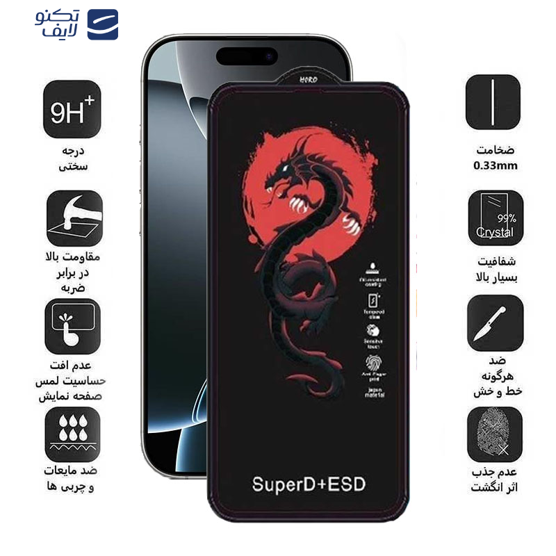 محافظ صفحه نمایش اپیکوی مدل Dragon ESD مناسب برای گوشی موبایل اپل iPhone 16 Pro 