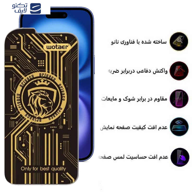 محافظ صفحه نمایش حریم شخصی اپیکوی مدل Wotaer Privacy مناسب برای گوشی موبایل اپل iPhone 16 / iPhone 15