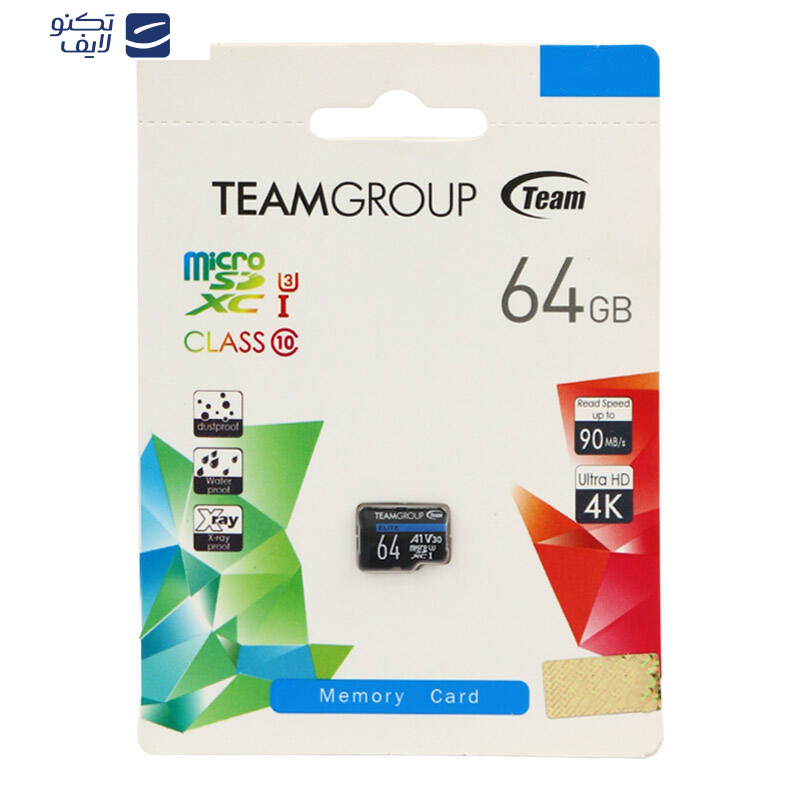 کارت حافظه microSDXC تیم گروپ مدل Elite کلاس 10 استاندارد UHS-I U3 سرعت 90MBps ظرفیت 64 گیگابایت