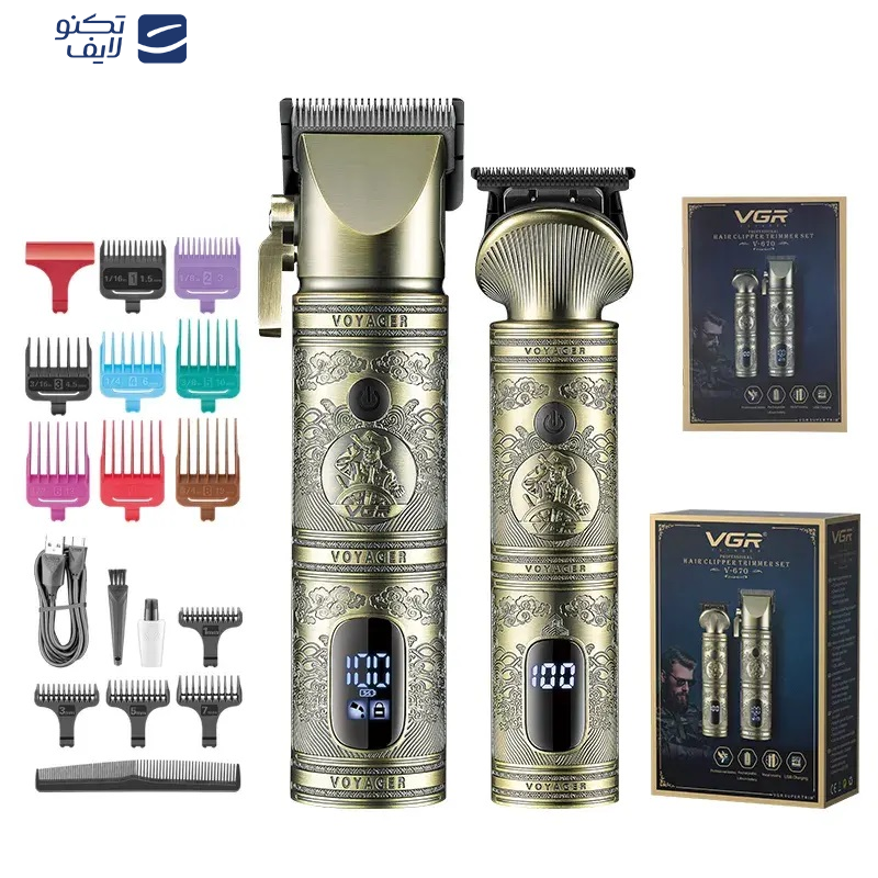 ماشین اصلاح موی سر و صورت وی جی ار مدل V-670 مجموعه 2 عددی 