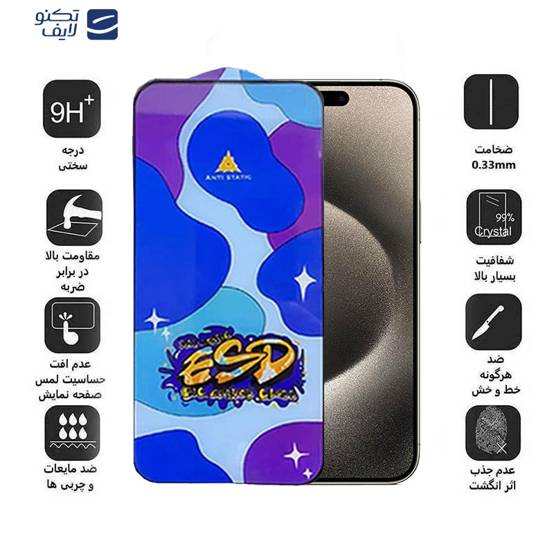 محافظ صفحه نمایش اپیکوی مدل Star ESD مناسب برای گوشی موبایل اپل iPhone 15 Pro Max