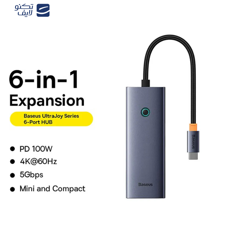 هاب 6 پورت USB-C باسئوس مدل BS-OH118