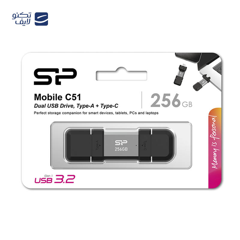 فلش مموری USB 3.2 سیلیکون پاور مدل C51 ظرفیت 256 گیگابایت