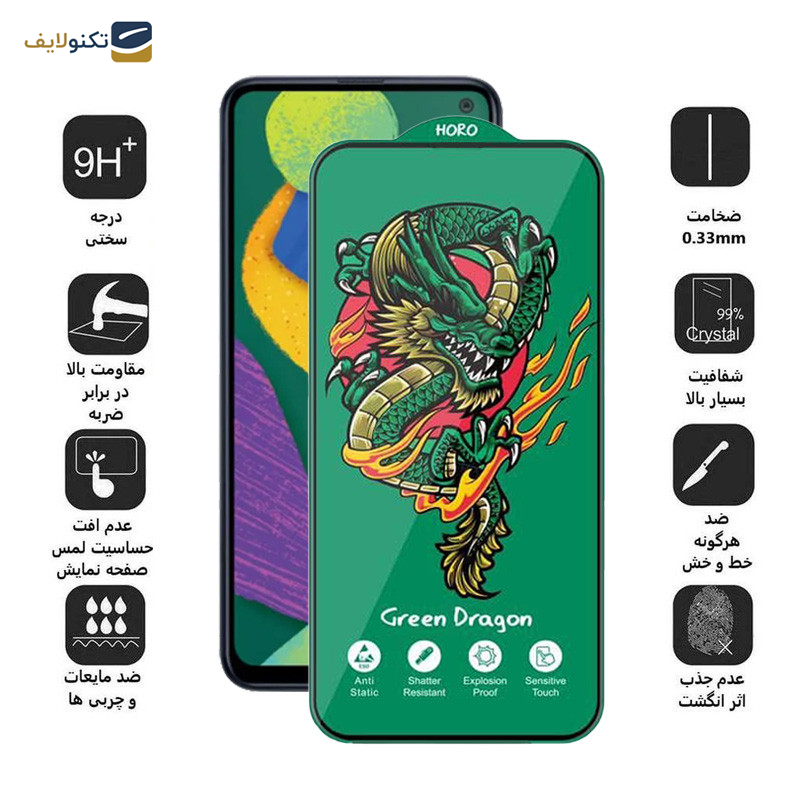 محافظ صفحه نمایش اپیکوی مدل  Green Dragon ExplosionProof مناسب برای گوشی موبایل سامسونگ Galaxy F52 5G/F42 5G/F34 5G/F23 5G/F14 5G/F13 4G 