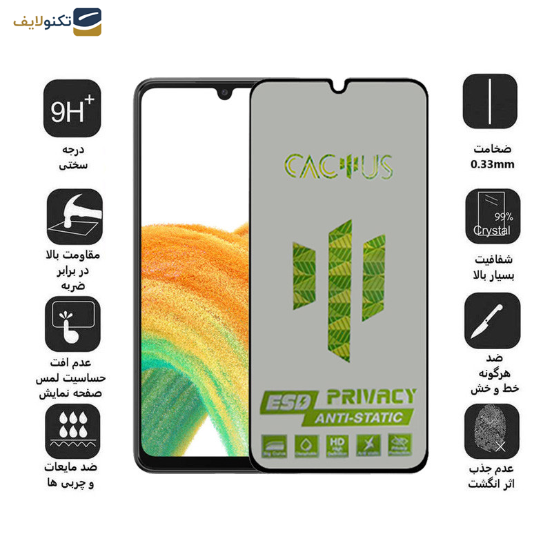 محافظ صفحه نمایش حریم شخصی اپیکوی مدل Cactus-ESD-Privacy مناسب برای گوشی موبایل سامسونگ Galaxy A33 /A32 4G/A31/A30S/A22 4G/A30/A50/A50s/A40s/A20/A12/M32 4G/M30s/F41/F22 