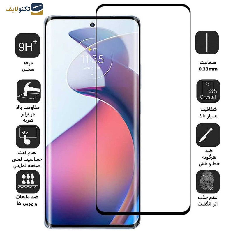 محافظ صفحه نمایش بوف مدل Full-Glue مناسب برای گوشی موبایل موتورولا Edge 30 Fusion