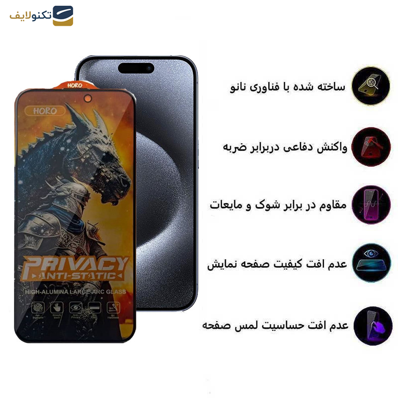 محافظ صفحه نمایش حریم شخصی اپیکوی مدل Knight Privacy مناسب برای گوشی موبایل اپل iPhone 15 Pro