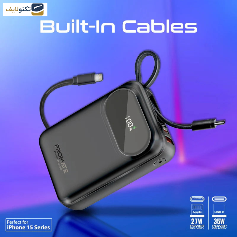 پاوربانک پرومیت مدل POWERPOD-20.BLK ظرفیت ۲۰۰۰۰ میلی‌آمپرساعت