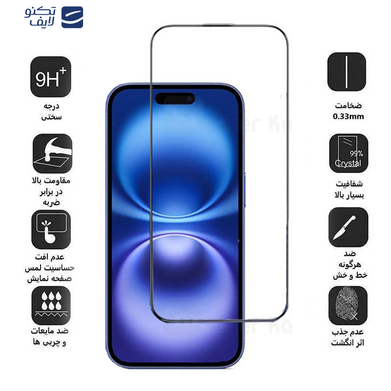 محافظ صفحه نمایش کی -زد دو مدل Full-Glassمناسب برای گوشی موبایل اپل iPhone 16/15 