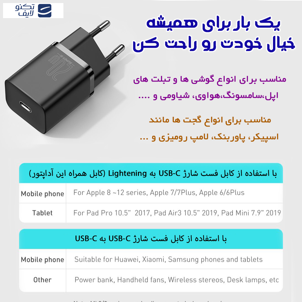 شارژر دیواری باسئوس  مدل Super Si 20W به همراه کابل تبدیل لایتنینگ