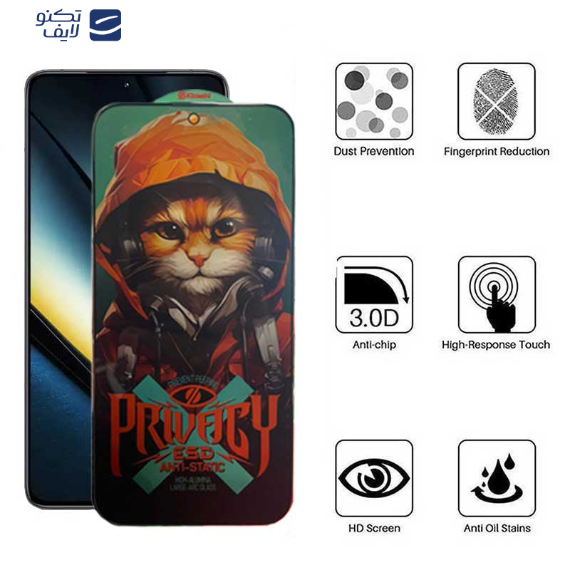 محافظ صفحه نمایش حریم شخصی اپیکوی مدل Privacy Hoodie Cat مناسب برای گوشی موبایل شیائومی Poco F6 / F6 Pro / Redmi Turbo 3